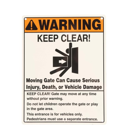 Viking Access Gate Opener Warning Placard Sign- DUWPA